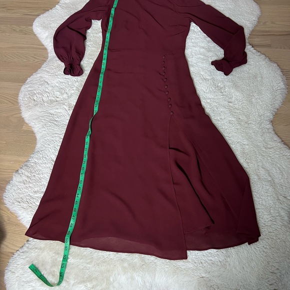 Reformation burgundy stevi- leg crepe midi dress size 10 - Picture 14 of 16